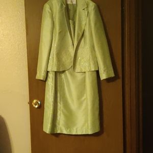 2piece silk and sequence seafoam Green suit